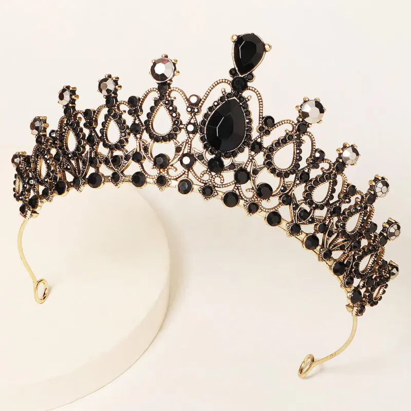 Vintage Handmade Crystal Black Quince Crown Baroque Pearl Bridal Rhinestone Tiara sold by My Chic Dress