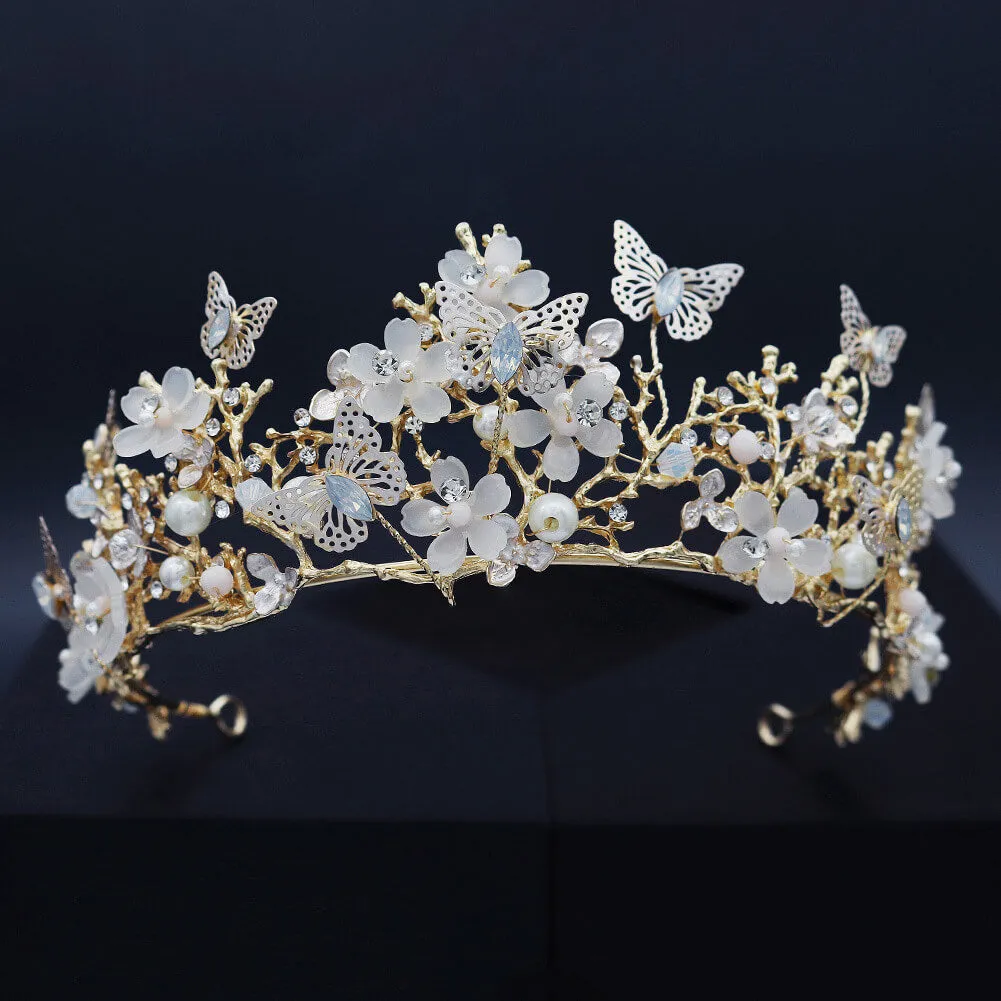 Lovely Butterfly Flower Bridal Tiaras Headband Crystal Quinceanera Crown sold by My Chic Dress