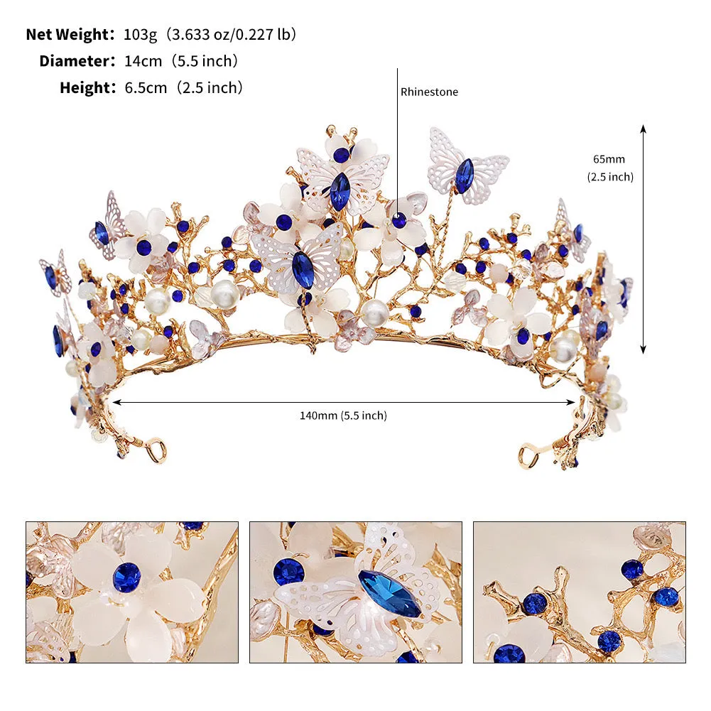Lovely Butterfly Flower Bridal Tiaras Headband Crystal Quinceanera Crown sold by My Chic Dress product image thumbnail 4