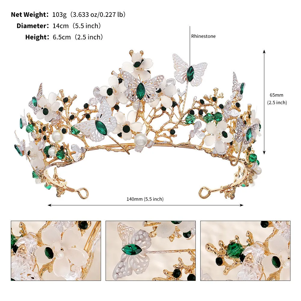 Lovely Butterfly Flower Bridal Tiaras Headband Crystal Quinceanera Crown sold by My Chic Dress product image thumbnail 2