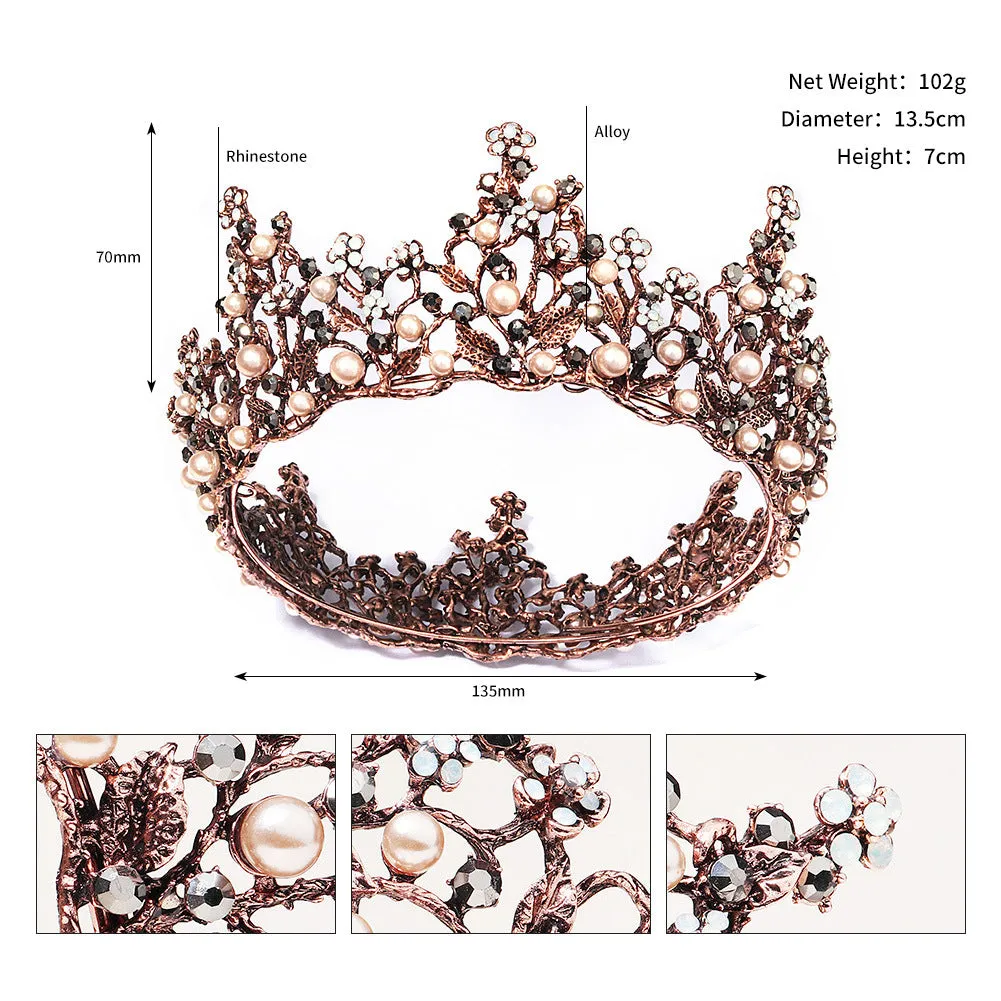 New Fashion Crystal Pearls Bridal Tiara For Wedding Vintage Shiny Quinceanera Crowns sold by My Chic Dress product image thumbnail 4