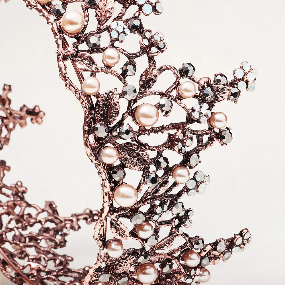 New Fashion Crystal Pearls Bridal Tiara For Wedding Vintage Shiny Quinceanera Crowns sold by My Chic Dress product image thumbnail 3