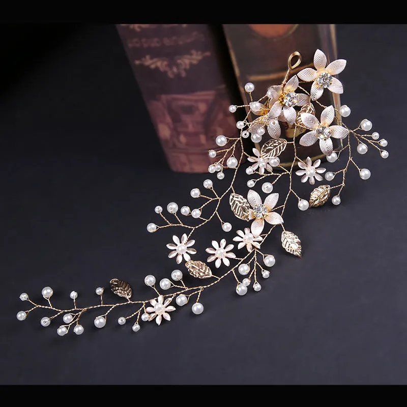 Cheap Gold Leaf Wedding Hair Accessory Pearls Crowns sold by My Chic Dress product image thumbnail 5