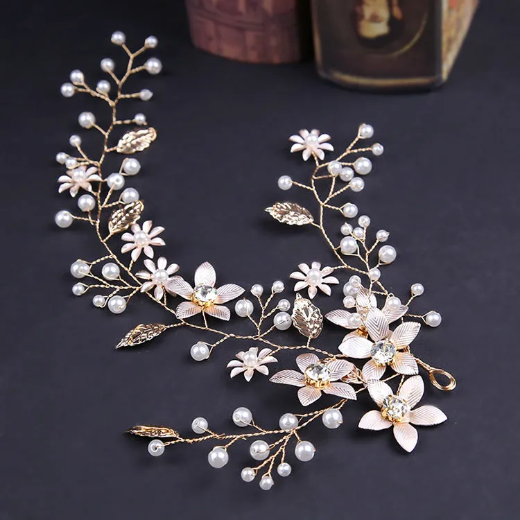 Cheap Gold Leaf Wedding Hair Accessory Pearls Crowns sold by My Chic Dress product image thumbnail 3