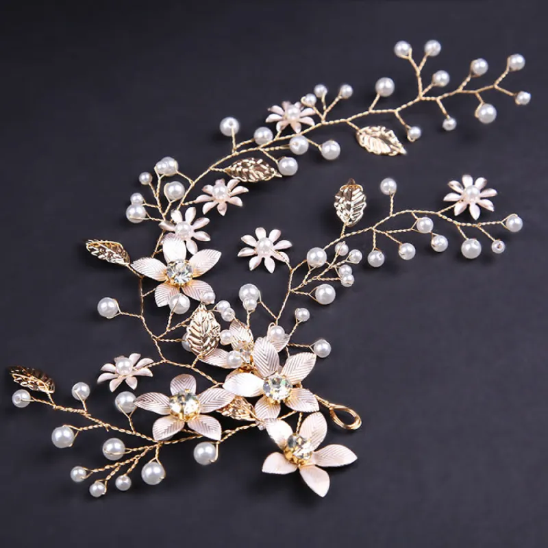 Cheap Gold Leaf Wedding Hair Accessory Pearls Crowns sold by My Chic Dress