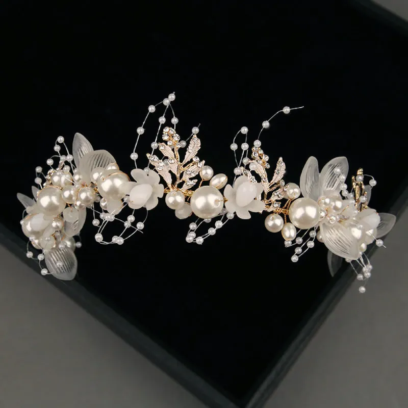 Pearl Crystals Crown Wedding Tiara Bridal Hair Accessories sold by My Chic Dress