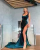 Sexy Mermaid Emerald Green Velvet Prom Evening Dresses with High Split sold by My Chic Dress