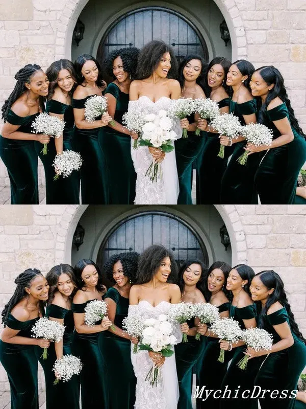 Cheap Long Bridesmaid Dresses Emerald Green Mermaid Off Shoulder Wedding Guest Dress sold by My Chic Dress product image thumbnail 3