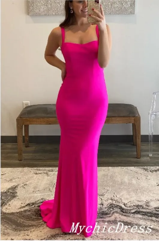 Simple Long Evening Dresses Stretch Satin Mermaid Cheap Prom Dress sold by My Chic Dress