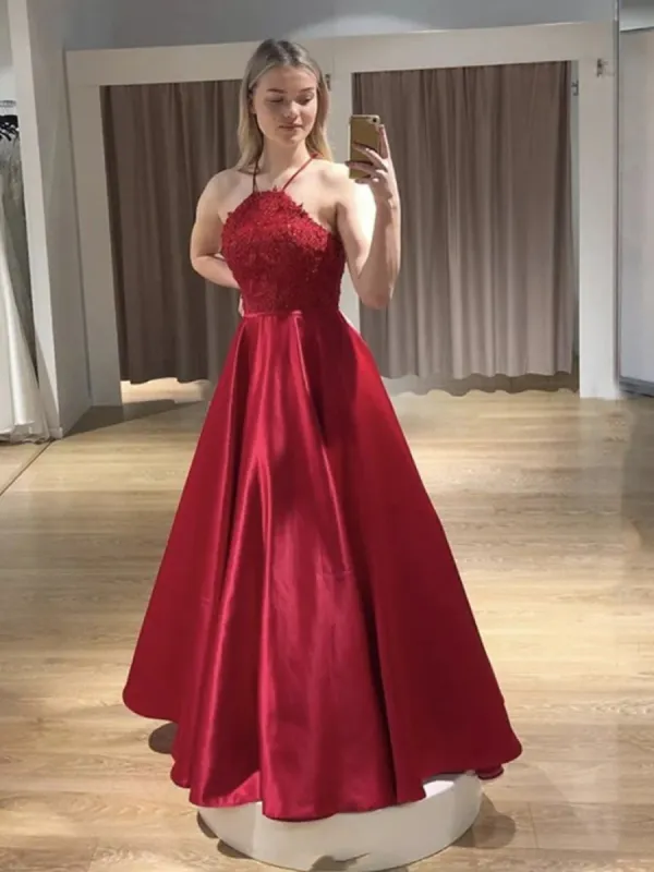 Floor Length Red Lace Prom Dresses Backless Long Evening Dresses sold by My Chic Dress
