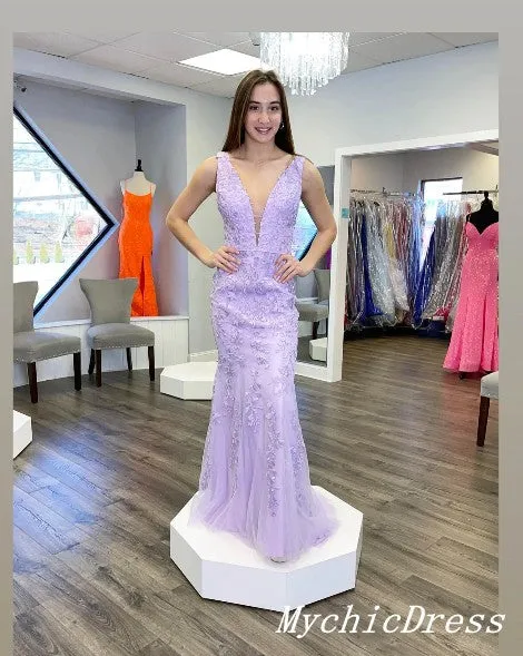 Hot Long Lace Cheap Prom Dresses Meramid Floor Length Evening Dress sold by My Chic Dress product image thumbnail 2