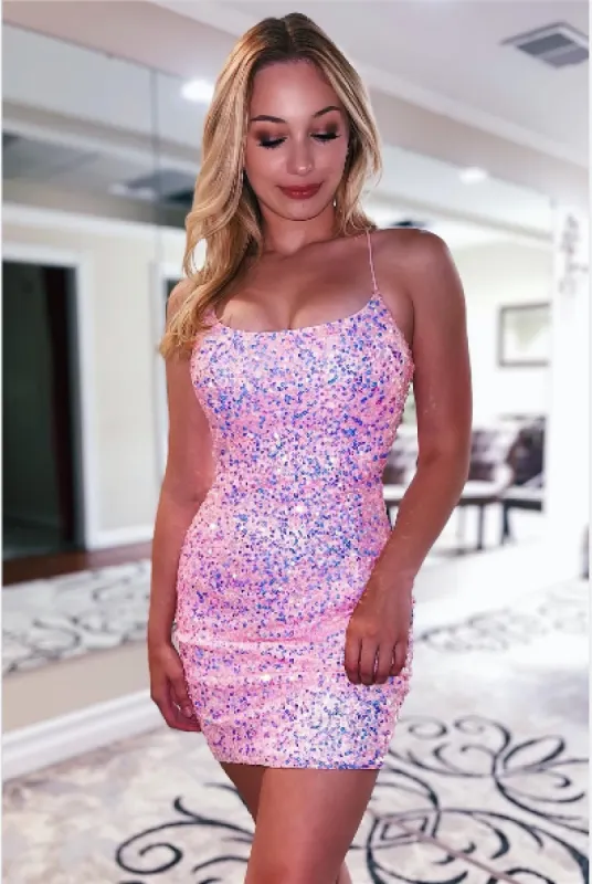 Sexy Short Hoco Dresses Tight Mermaid Sequin Cocktail Dress sold by My Chic Dress