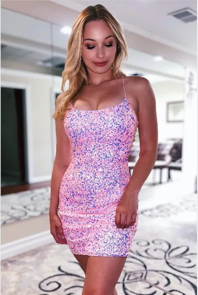 Sexy Short Hoco Dresses Tight Mermaid Sequin Cocktail Dress sold by My Chic Dress