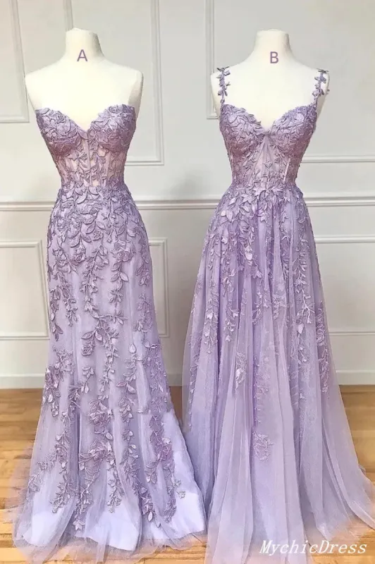 Hot 2025 Violet Purple Lace Long Prom Dresses Cheap UK Evening Dress sold by My Chic Dress