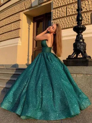 Hot Green Sequin Prom Dresses A Line Long Evening Gormal Gowns sold by My Chic Dress