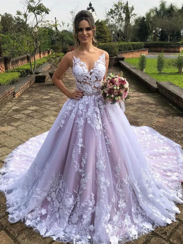 Gorgeous A Line Lace Wedding Dresses Vintage V Neck Sleeveless sold by My Chic Dress