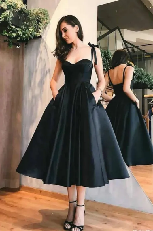 Simple A Line 2025 Black Homecoming Dresses Short Spaghetti Straps Hoco Dress sold by My Chic Dress