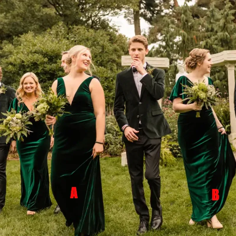 Mismatched Emerald Green Velvet Bridesmaid Dresses Cheap Wedding Guest Dress Fall sold by My Chic Dress