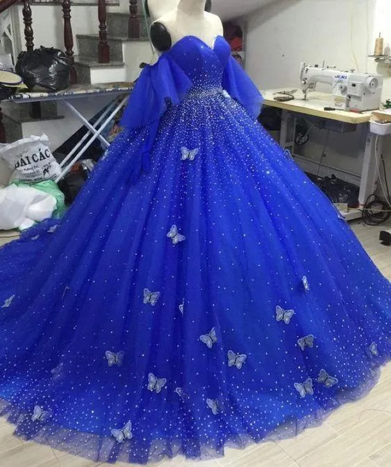 Princess Royal Blue Quinceanera Dresses 2025 Sweetheart Beaded Sweet 16 Dress sold by My Chic Dress product image thumbnail 2
