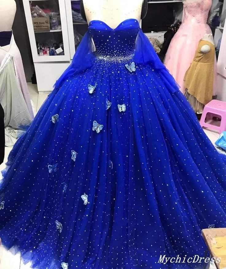 Princess Royal Blue Quinceanera Dresses 2025 Sweetheart Beaded Sweet 16 Dress sold by My Chic Dress