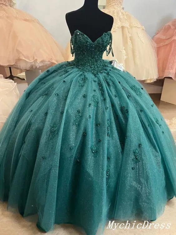 Ball Gown Beaded Green 2025 Vintage Quinceanera Dress Graduation Dresses sold by My Chic Dress product image thumbnail 2