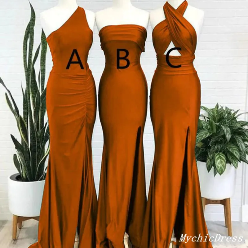 Cheap Burnt Orange Bridesmaid Dresses Mermaid Mismatched Wedding Guest Dress sold by My Chic Dress