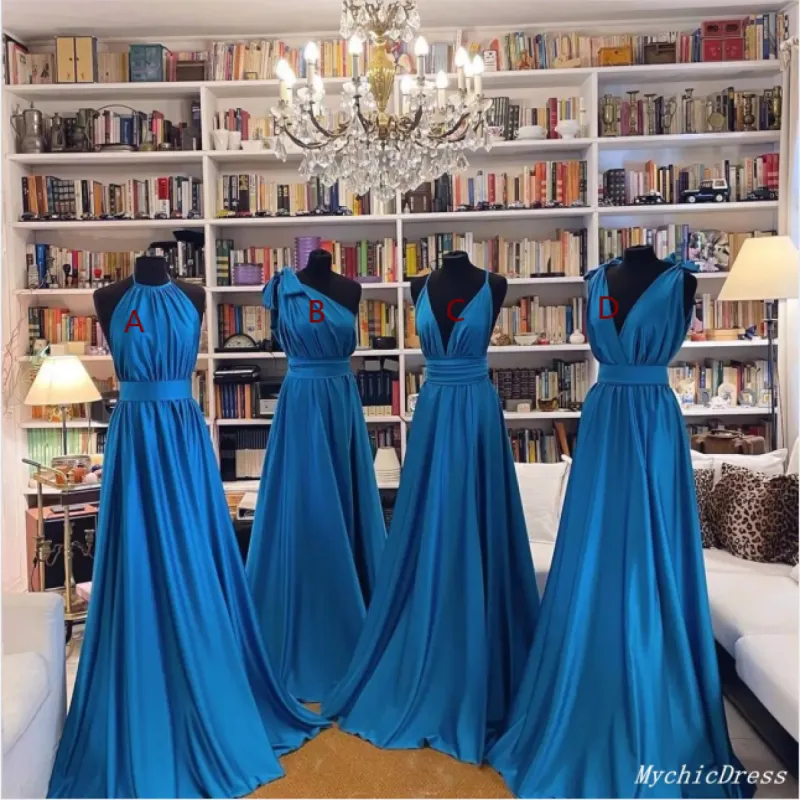 Cheap Beach Chiffon Blue Bridesmaid Dresses Simple Long Wedding Guest Dresses sold by My Chic Dress