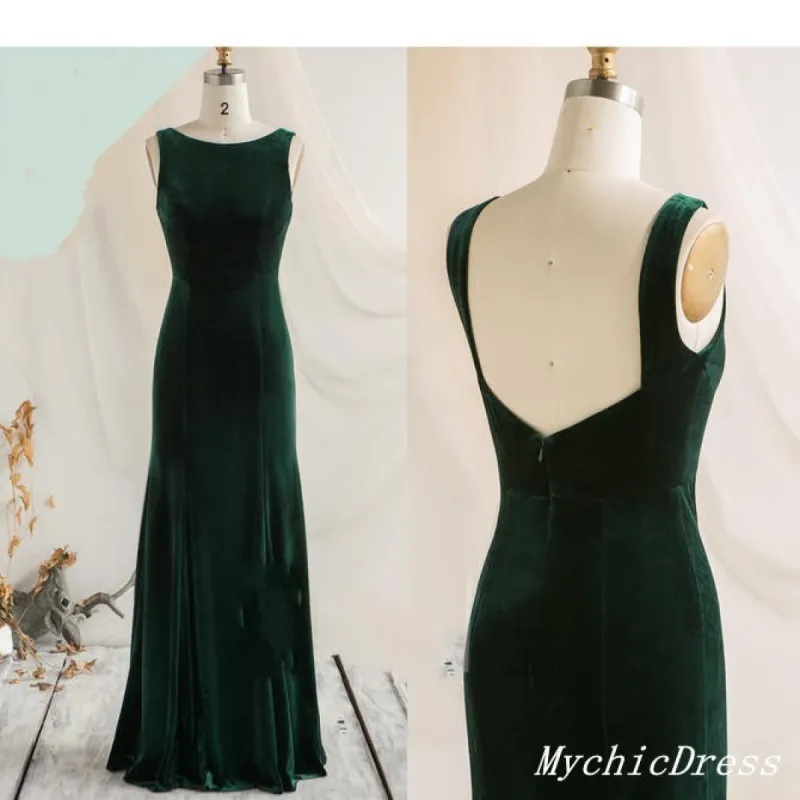 Winter Emerald Green Bridesmaid Dresses Velvet Mermaid Wedding Guest Dress sold by My Chic Dress
