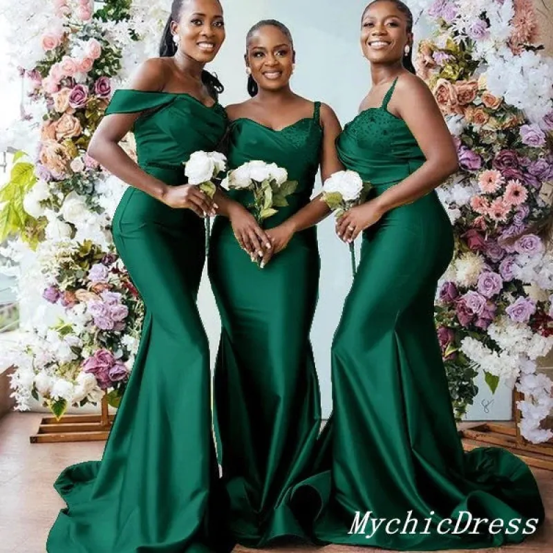 Cheap Emerald Green Bridesmaid Dresses Mermaid Long Off the Shoulder sold by My Chic Dress