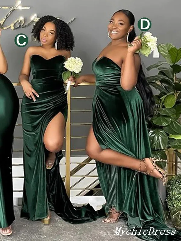 Cheap Multiway African Green Bridesmaid Dresses Velvet Emerald Wedding Guest Dress sold by My Chic Dress product image thumbnail 3