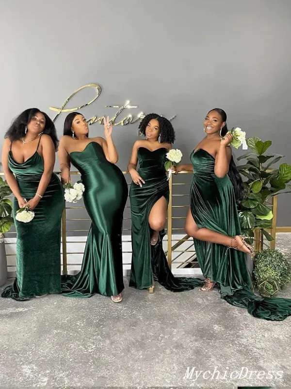 Cheap Multiway African Green Bridesmaid Dresses Velvet Emerald Wedding Guest Dress sold by My Chic Dress