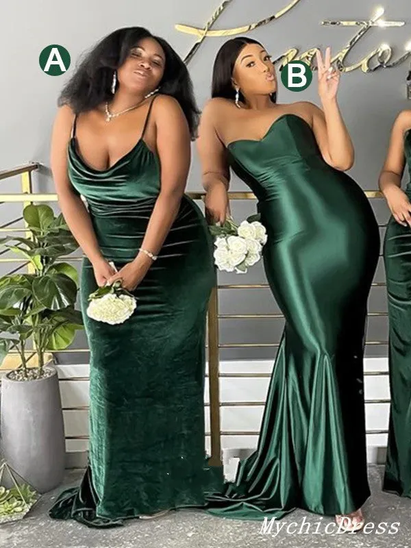 Cheap Multiway African Green Bridesmaid Dresses Velvet Emerald Wedding Guest Dress sold by My Chic Dress product image thumbnail 4