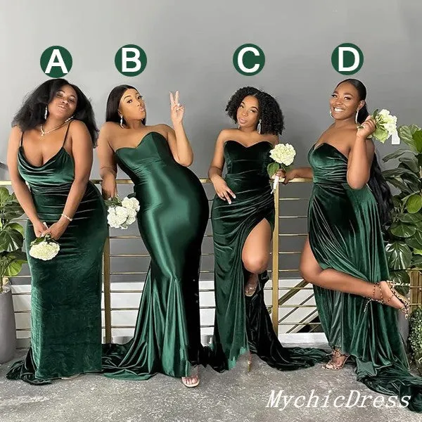 Cheap Multiway African Green Bridesmaid Dresses Velvet Emerald Wedding Guest Dress sold by My Chic Dress product image thumbnail 2