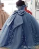 Cheap Dusty Blue Quinceanera Dresses Floral Sweet 16 Princess Dresses sold by My Chic Dress