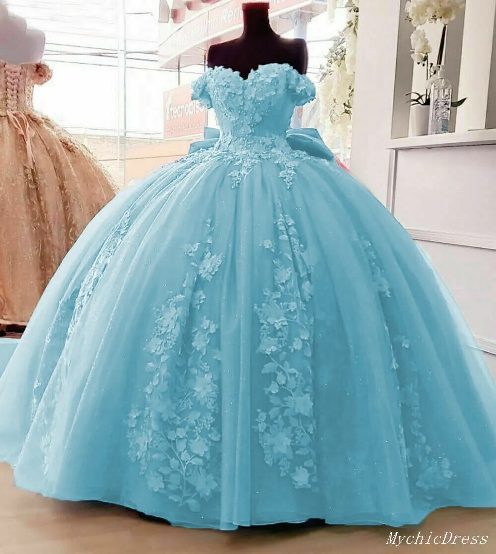 2025 Ball Gown Lace Blue Quinceanera Dresses Beaded Sweetheart Quince Dress sold by My Chic Dress product image thumbnail 2