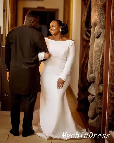 Cheap Simple Plue Size Wedding Dresses Mermaid Long Guest Dress sold by My Chic Dress product image thumbnail 3