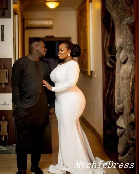 Cheap Simple Plue Size Wedding Dresses Mermaid Long Guest Dress sold by My Chic Dress product image thumbnail 2