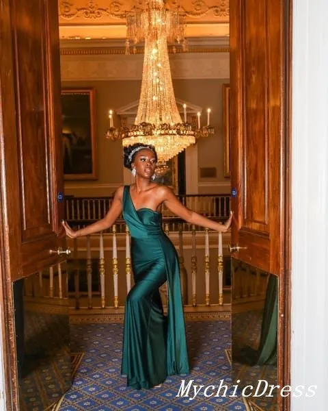 Cheap One Shoulder Green Bridesmaid Dresses Long Wedding Guest Dress sold by My Chic Dress product image thumbnail 5