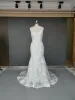 Long Beach Lace Wedding Dresses V Neck Spaghetti Straps Bridal Gowns sold by My Chic Dress