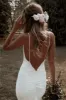 Long Beach Lace Wedding Dresses V Neck Spaghetti Straps Bridal Gowns sold by My Chic Dress