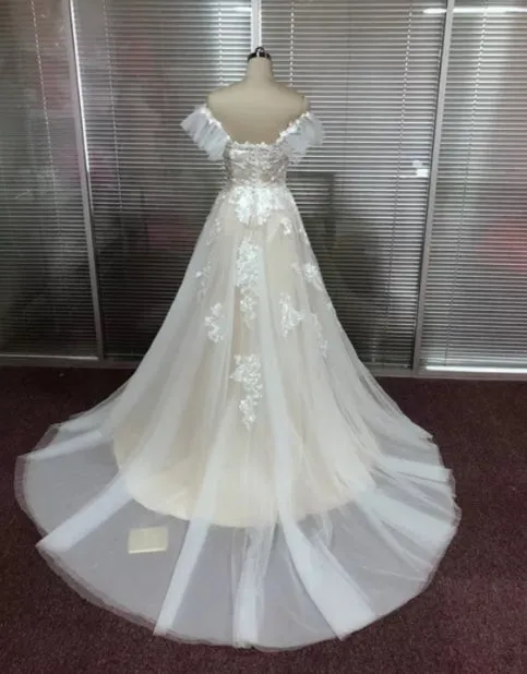 A Line Lace Beach Boho Wedding Dresses Backless Spaghetti Strap Bridal Gown sold by My Chic Dress product image thumbnail 2