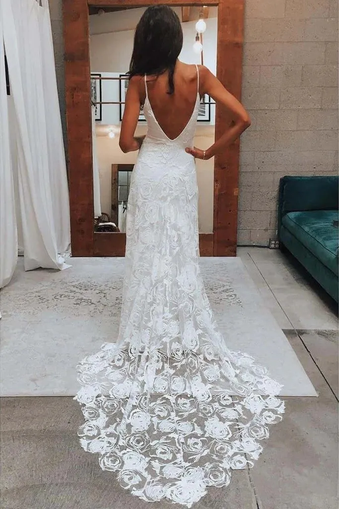 Hot Lace Boho Wedding Dresses Sweetheart Spaghetti Strap Beach Wedding Dresses sold by My Chic Dress product image thumbnail 2