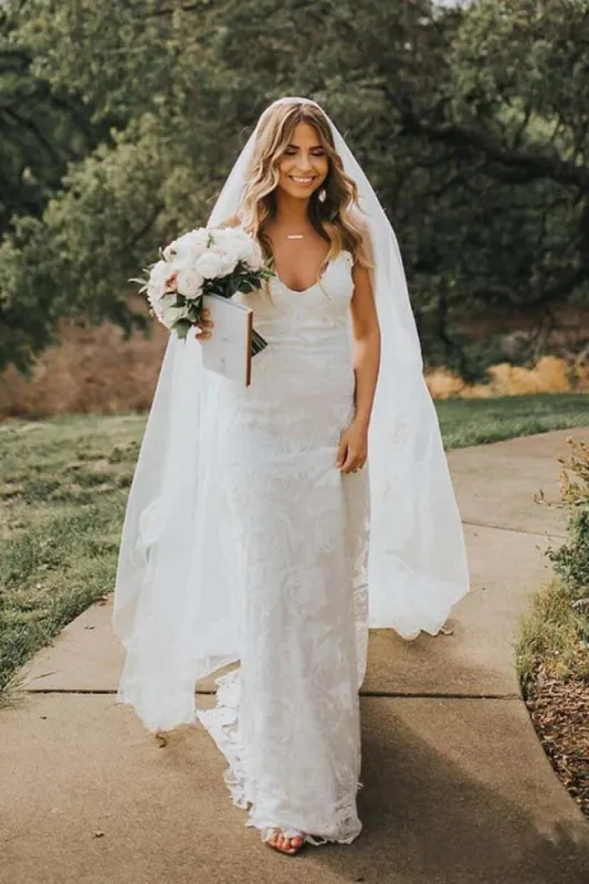 Hot Lace Boho Wedding Dresses Sweetheart Spaghetti Strap Beach Wedding Dresses sold by My Chic Dress