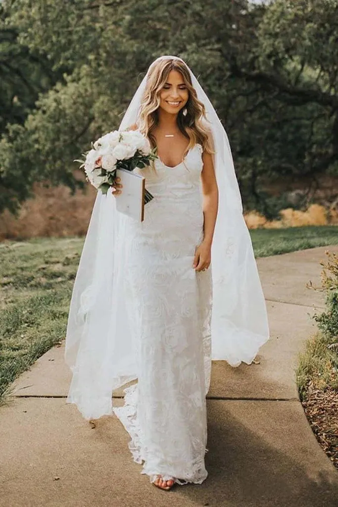 Hot Lace Boho Wedding Dresses Sweetheart Spaghetti Strap Beach Wedding Dresses sold by My Chic Dress