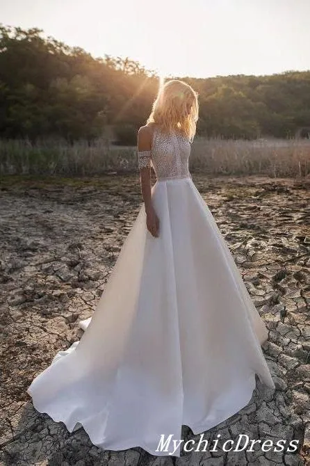 Hot Lace Boho Casual Wedding Dresses 2025 Beach Off Shoulder Bridal Wear sold by My Chic Dress product image thumbnail 2