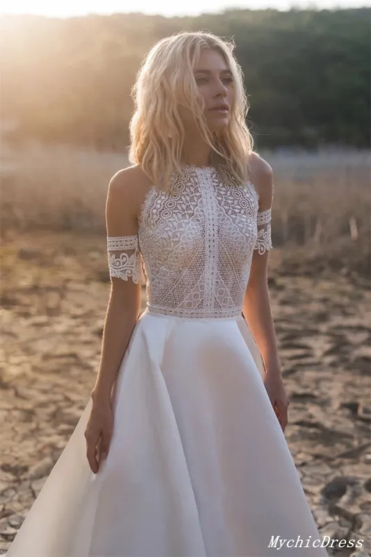 Hot Lace Boho Casual Wedding Dresses 2025 Beach Off Shoulder Bridal Wear sold by My Chic Dress