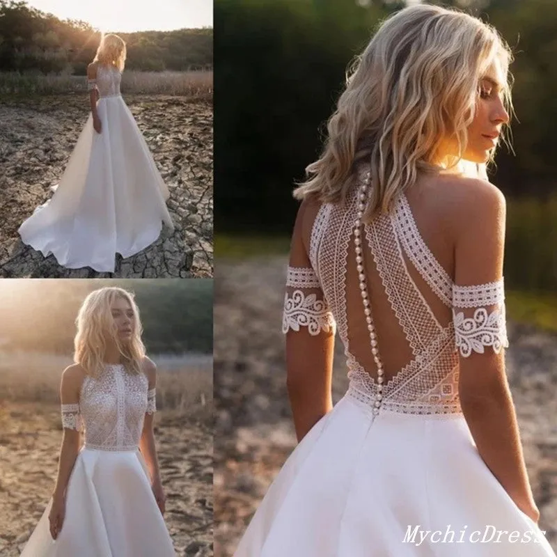 Hot Lace Boho Casual Wedding Dresses 2025 Beach Off Shoulder Bridal Wear sold by My Chic Dress product image thumbnail 5