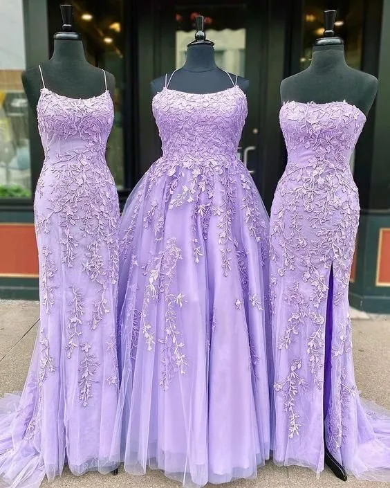 Hot Lace Violet Purple Lace Prom Dresses Sleeveless Long School Dance Dress sold by My Chic Dress product image thumbnail 2