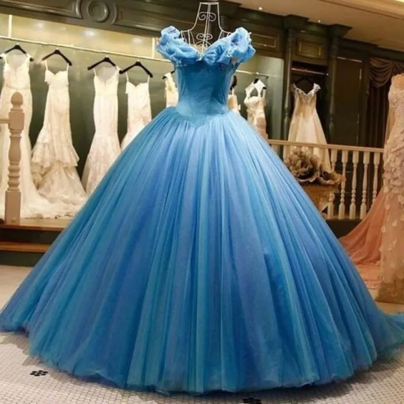 Princess Ball Gown Blue Quinceanera Dresses Tulle Sweet 16 Dresses sold by My Chic Dress