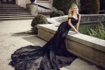 Mermaid Lace Black Wedding Dresses V Neck Sleeveless Tulle Gothic Bridal Gown sold by My Chic Dress